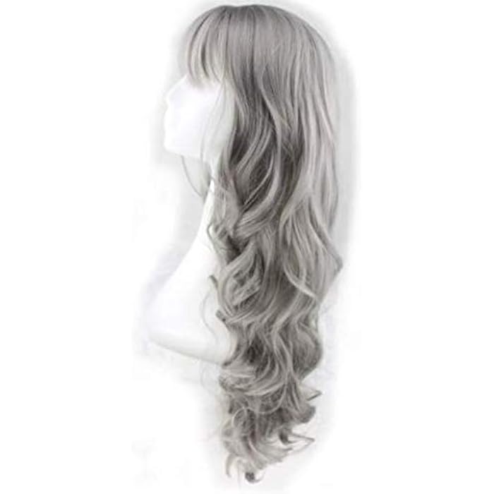 DILLARDS Fashion Long Curly Silver-Grey Lolita Celebrity Heat Resistant Cosplay Full Wig For Women - Image 3